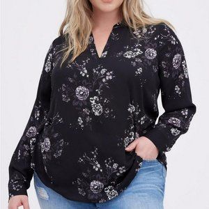 Torrid 3x Georgette Hi-Low Pullover Long Sleeve Blouse